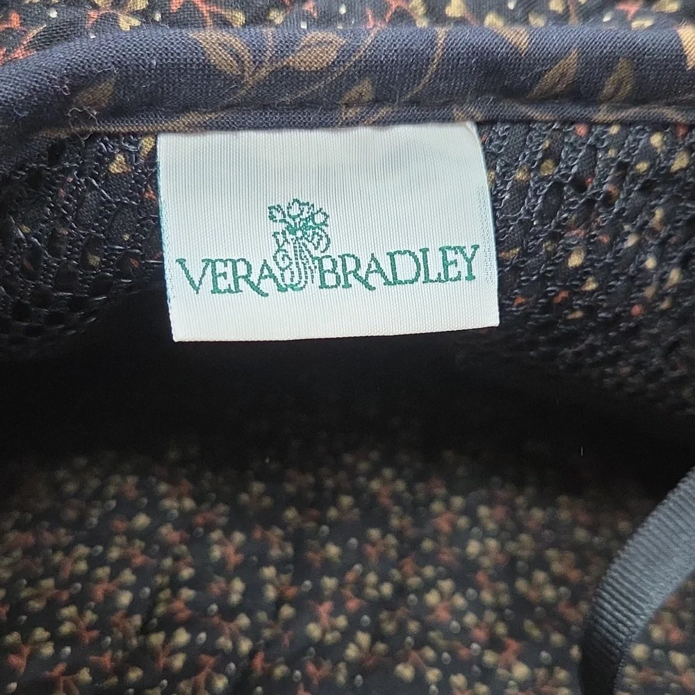 Vintage VERA BRADLEY Black Walnut Garment Bag Brown Orange Floral Leaves 1999